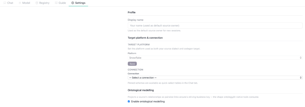 1 - Blank settings page